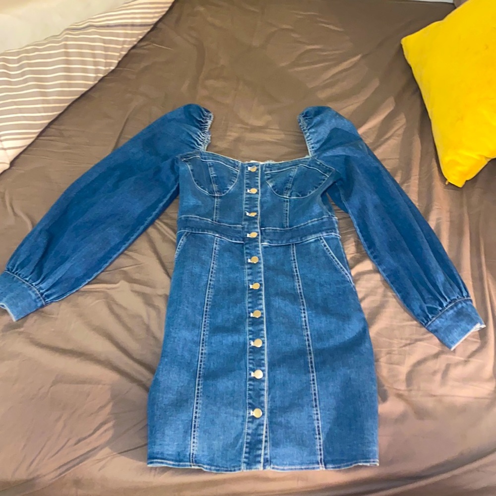 70’s Jean Dress with Buttons and cap sleeves